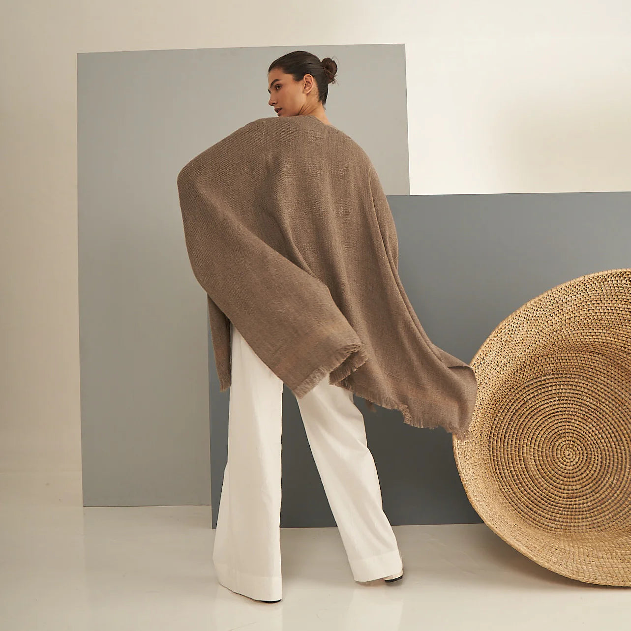 Ruana Roberta | TAUPE | Llama & Merino