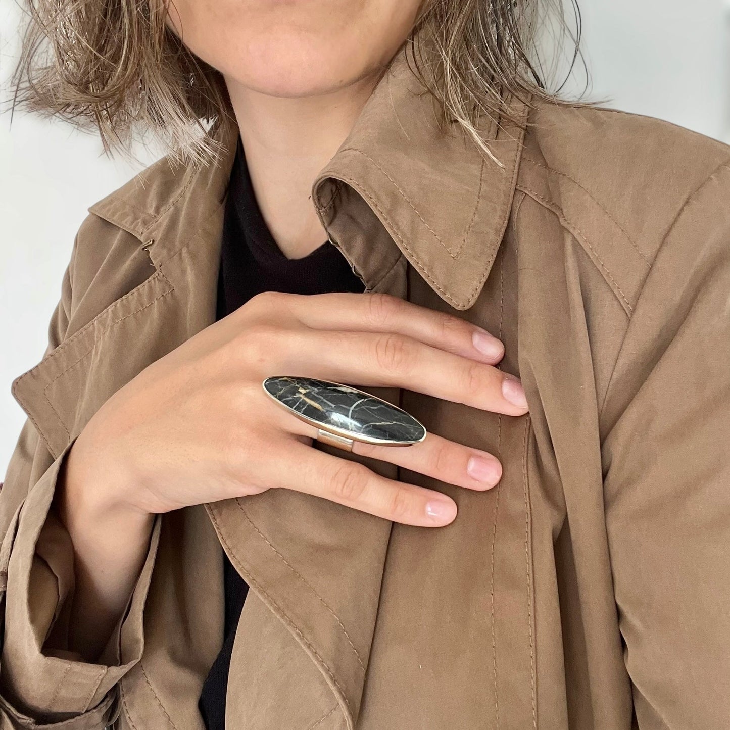 Black Oval Onyx Ring