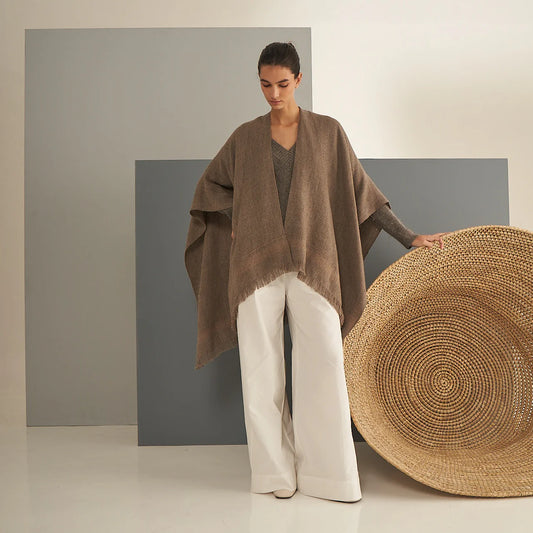 Ruana Roberta | TAUPE | Llama & Merino